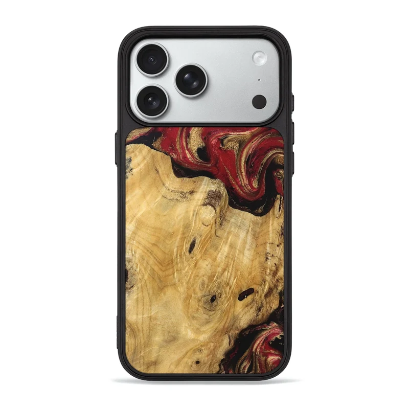 iPhone 18 Pro Max Wood Phone Case - Mina (Red, 829714)