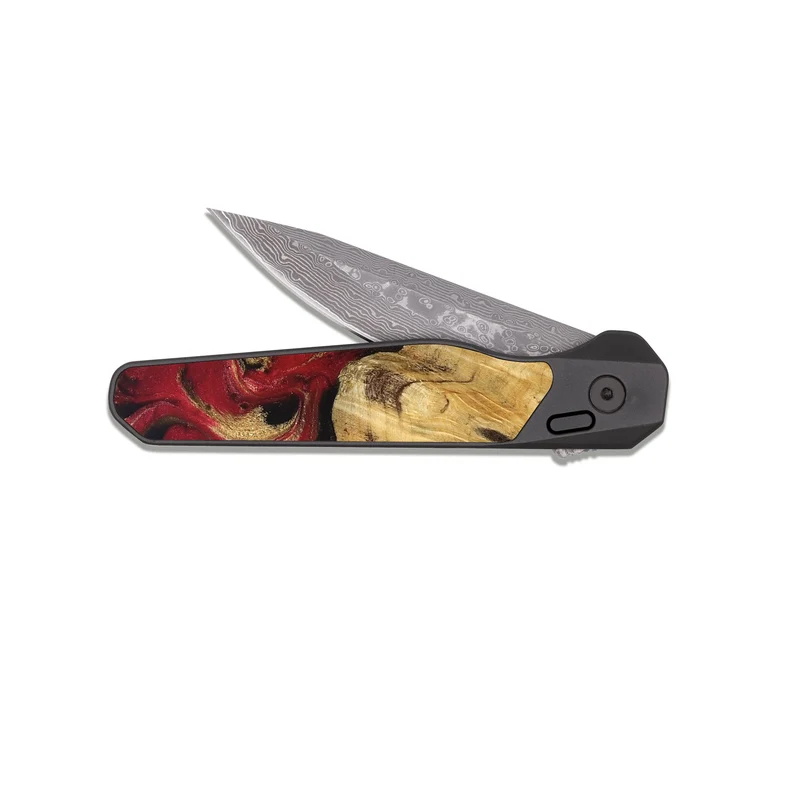 EDC Dark Damascus Wood Pocket Knife - Mina (Red, 829714)