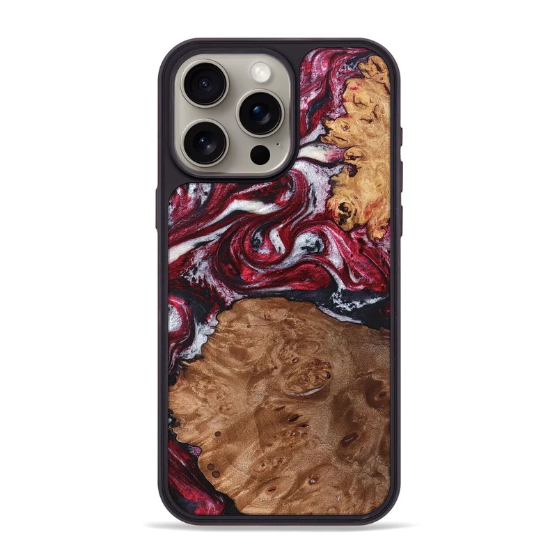 iPhone 15 Pro Max Wood Phone Case - Camila (Red, 829715)