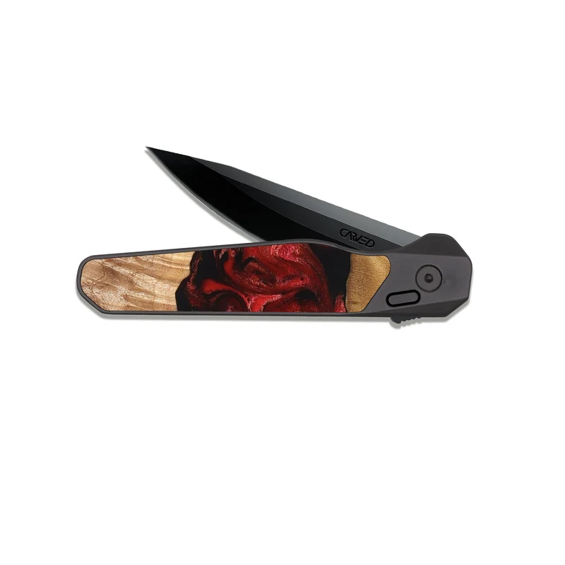EDC Dark Slate Wood Pocket Knife - Marlon (Red, 829713)