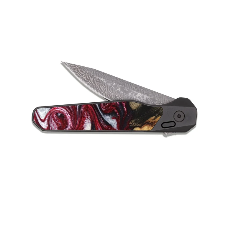 EDC Dark Damascus Wood Pocket Knife - Cleve (Red, 829717)