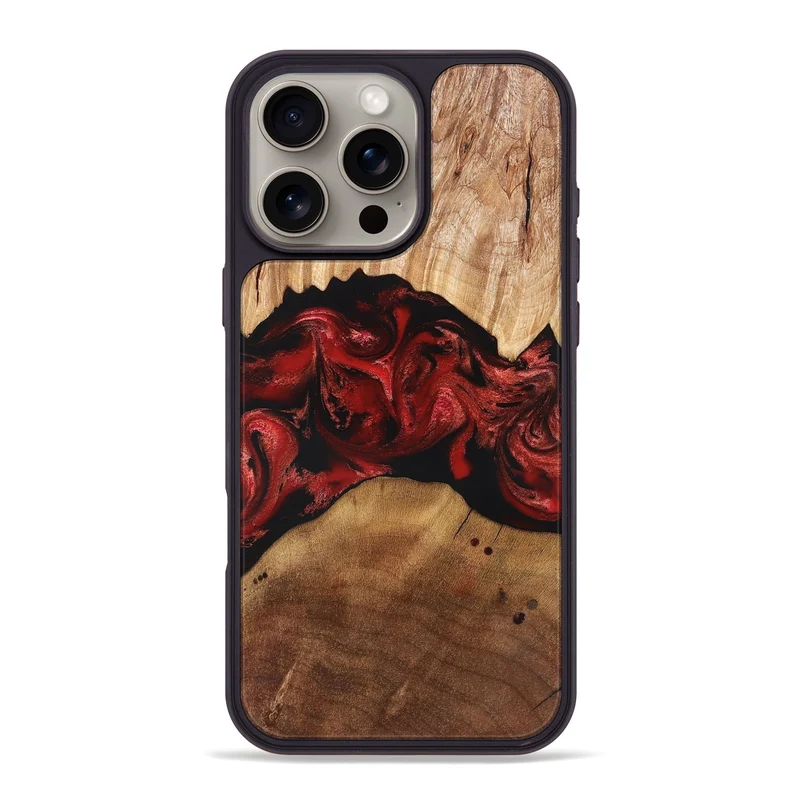 iPhone 16 Pro Max Wood Phone Case - Marlon (Red, 829713)
