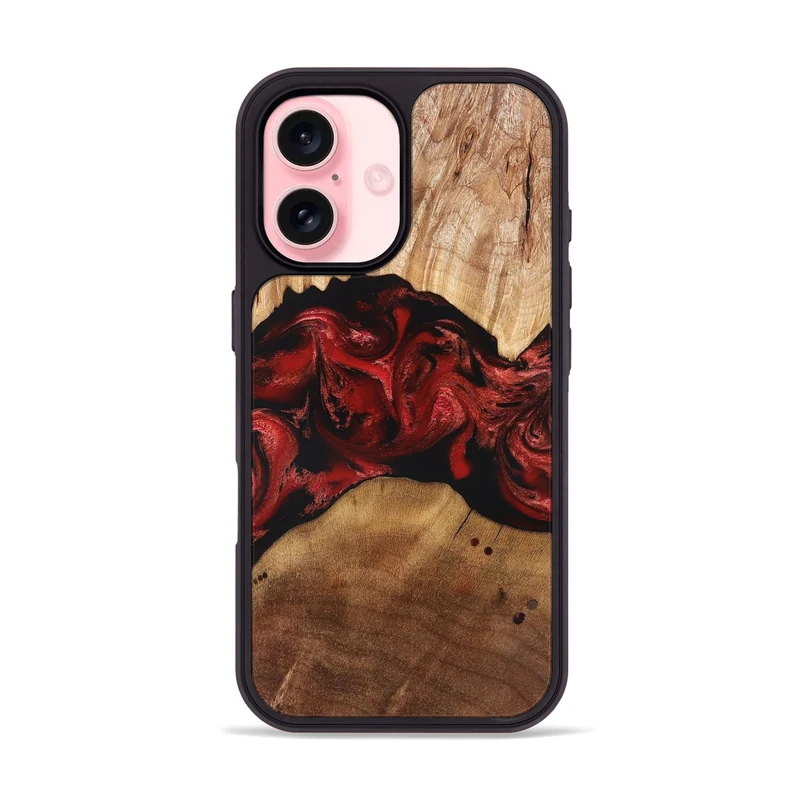 iPhone 16 Wood Phone Case - Marlon (Red, 829713)