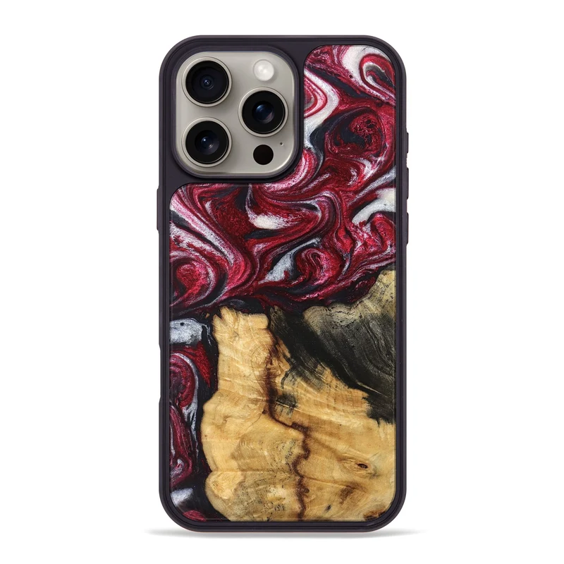 iPhone 16 Pro Max Wood Phone Case - Cleve (Red, 829717)