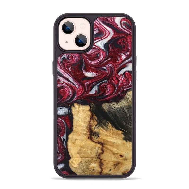 iPhone 14 Plus Wood Phone Case - Cleve (Red, 829717)