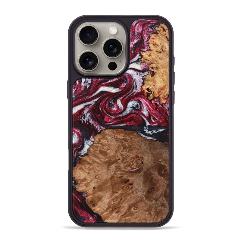 iPhone 16 Pro Max Wood Phone Case - Camila (Red, 829715)