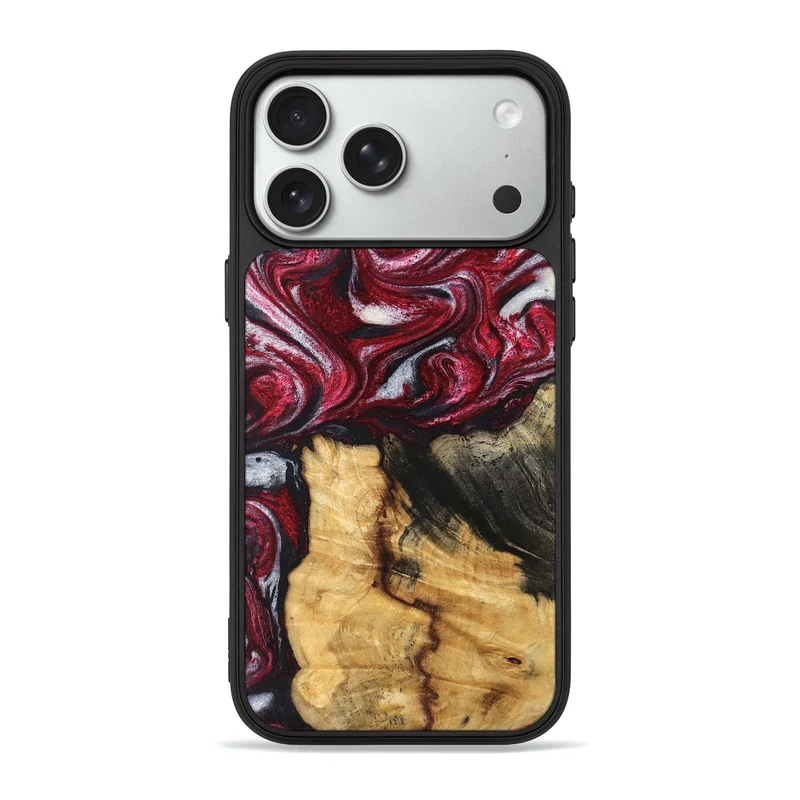 iPhone 18 Pro Max Wood Phone Case - Cleve (Red, 829717)