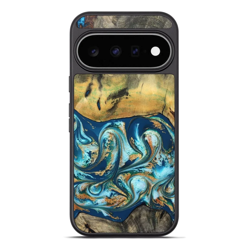 Pixel 11 Pro XL Wood Phone Case - Lucius (Teal & Gold, 829708)