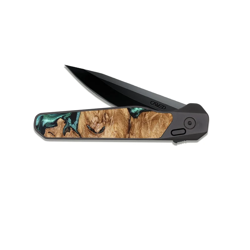 EDC Dark Slate Wood Pocket Knife - Kaeli (Green, 829696)