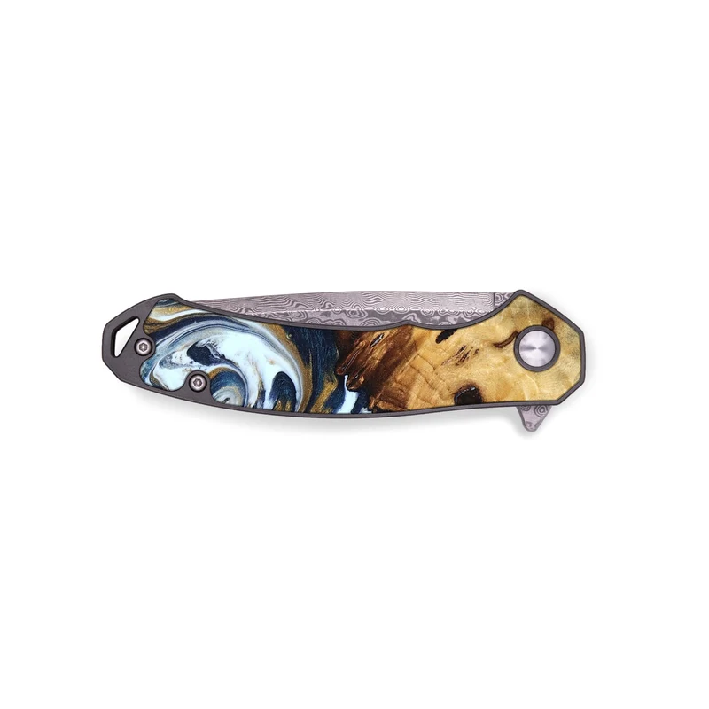 EDC Wood Pocket Knife - Karyn (Teal & Gold, 829706)
