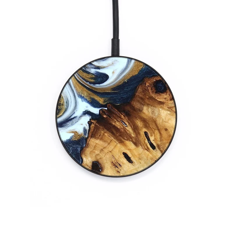 Circle Wood Wireless Charger - Karyn (Teal & Gold, 829706)