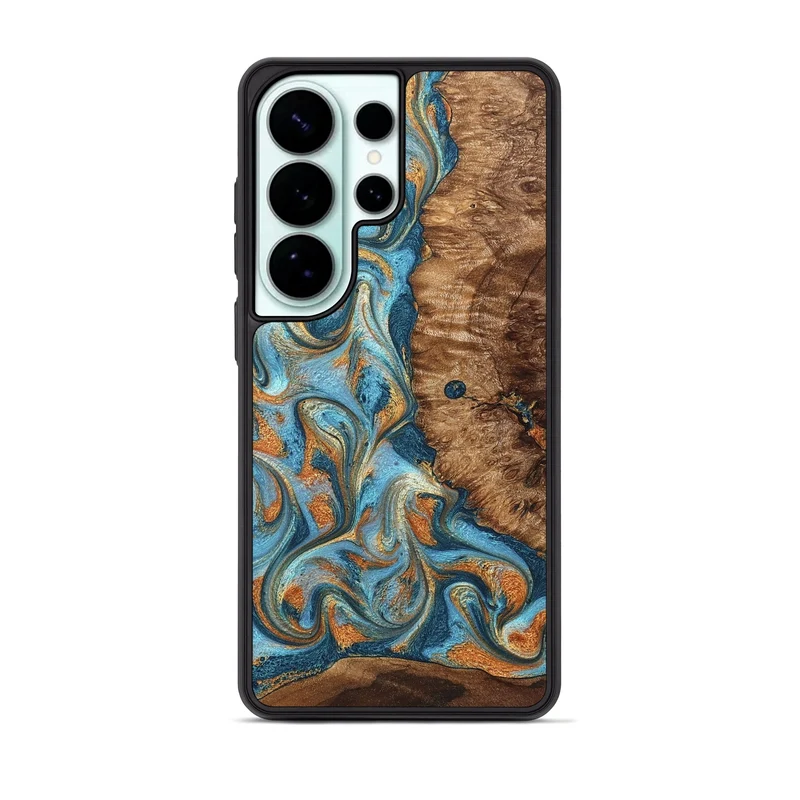 Galaxy S26 Ultra Wood Phone Case - Colter (Teal & Gold, 829707)