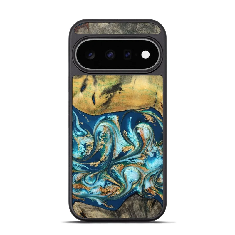 Pixel 11 Pro Wood Phone Case - Lucius (Teal & Gold, 829708)
