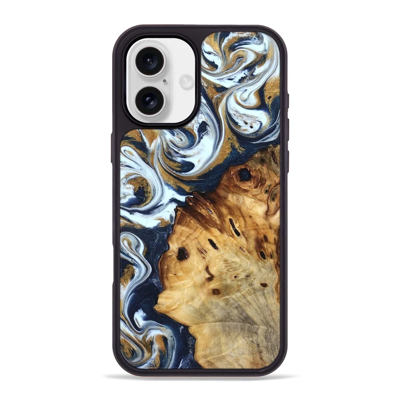 iPhone 16 Plus Wood Phone Case - Karyn (Teal & Gold, 829706)