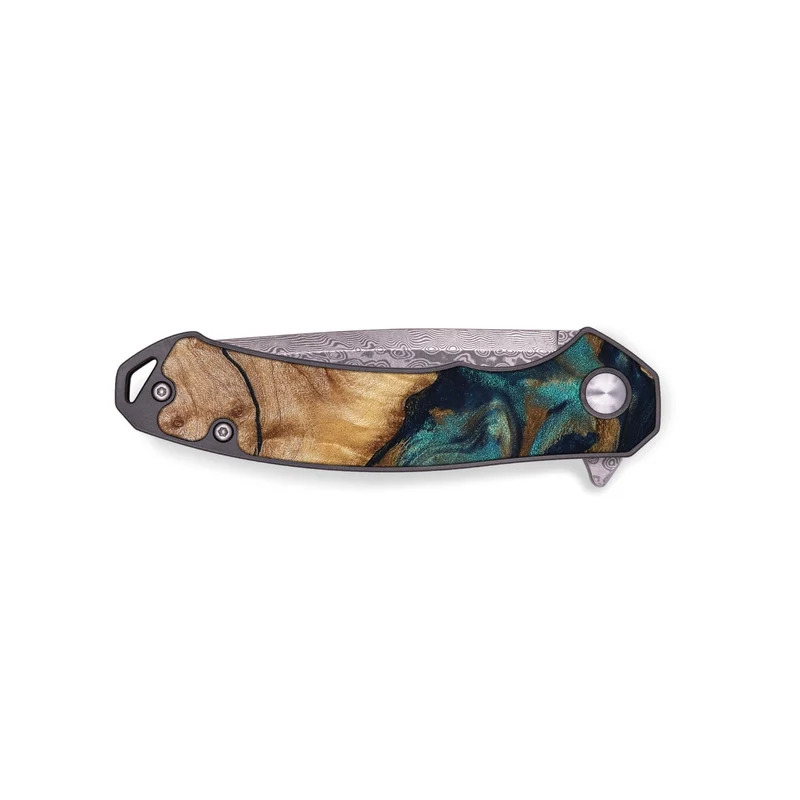 EDC Wood Pocket Knife - Makaila (Teal & Gold, 829711)