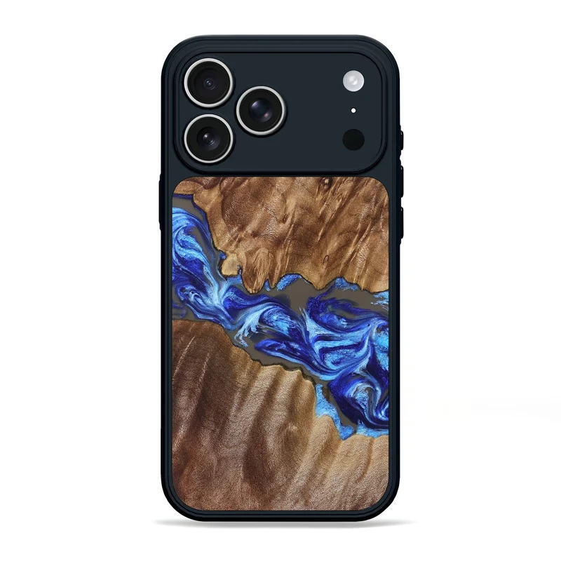 iPhone 17 Pro Max Wood Phone Case - Tamiko (Blue, 829667)