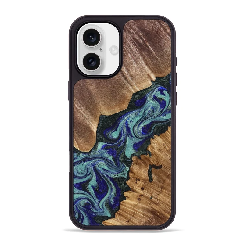 iPhone 16 Plus Wood Phone Case - Dorene (Green, 829694)