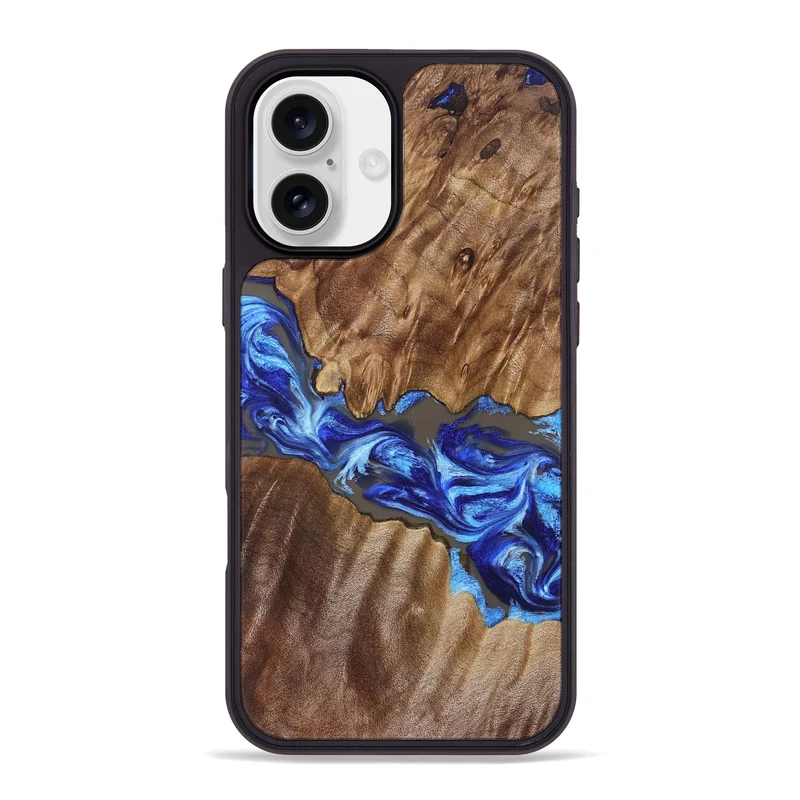 iPhone 16 Plus Wood Phone Case - Tamiko (Blue, 829667)