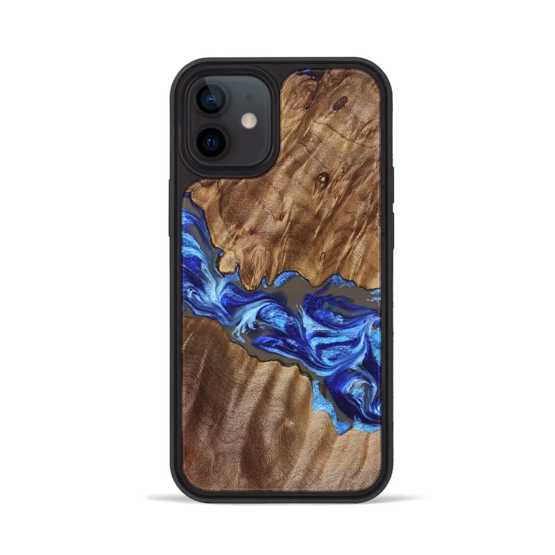 iPhone 12 Wood Phone Case - Tamiko (Blue, 829667)