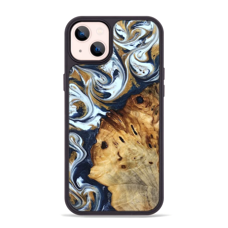 iPhone 14 Plus Wood Phone Case - Karyn (Teal & Gold, 829706)