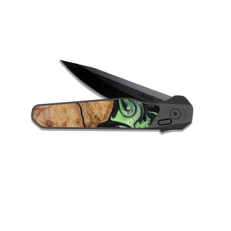 EDC Dark Slate Wood Pocket Knife - Kyree (Green, 829701)
