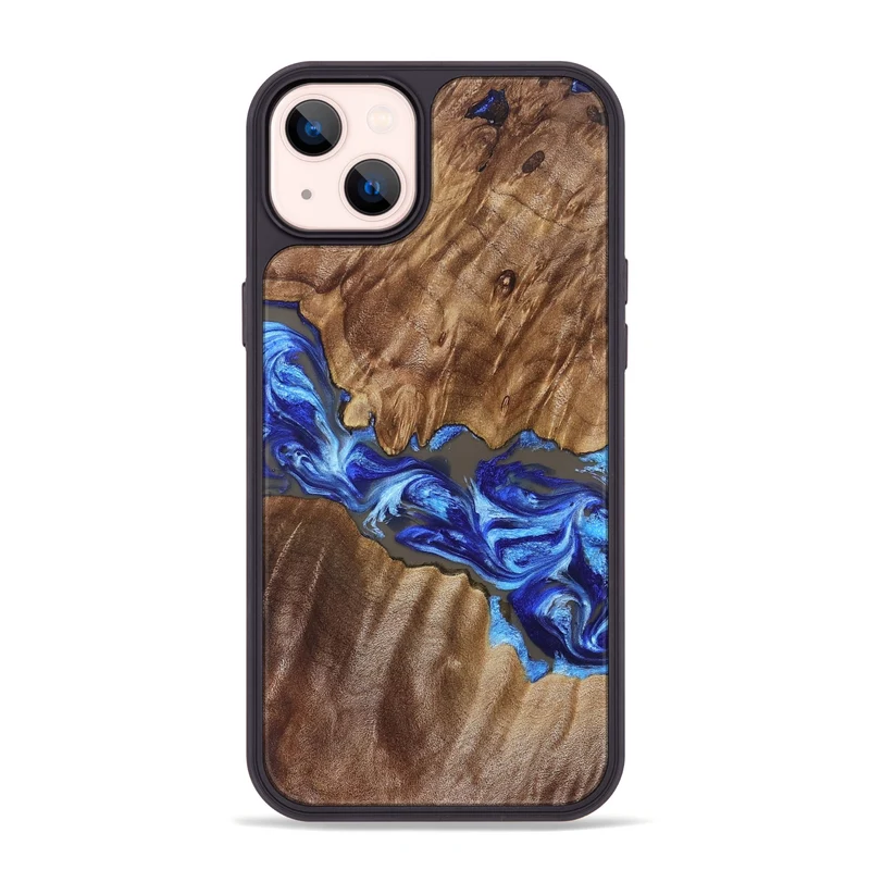 iPhone 14 Plus Wood Phone Case - Tamiko (Blue, 829667)