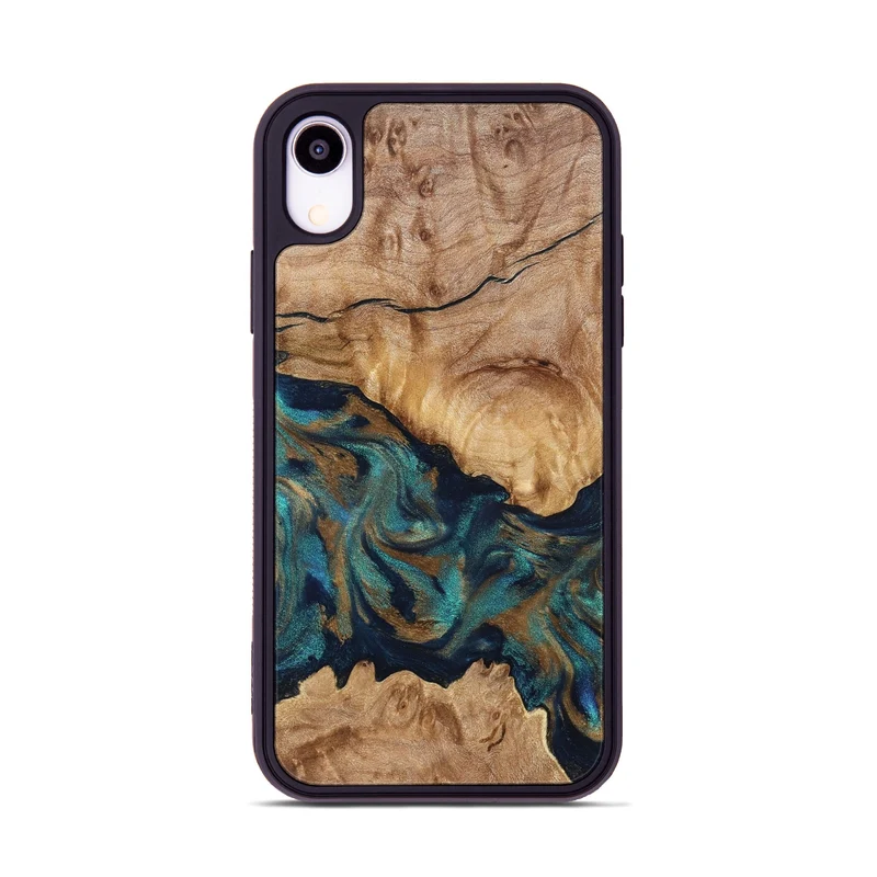 iPhone Xr Wood Phone Case - Makaila (Teal & Gold, 829711)