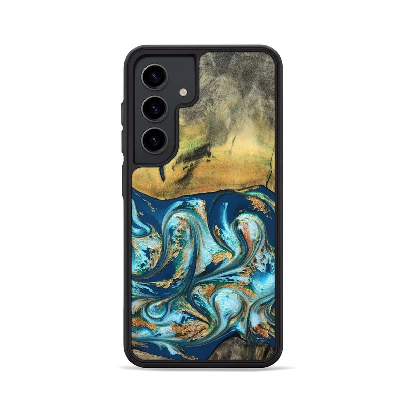 Galaxy S24 Wood Phone Case - Lucius (Teal & Gold, 829708)