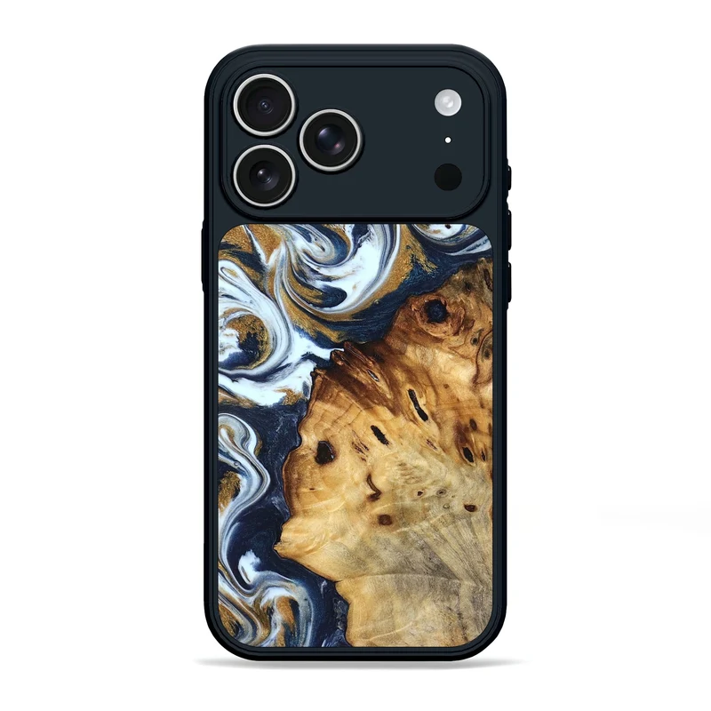 iPhone 17 Pro Max Wood Phone Case - Karyn (Teal & Gold, 829706)