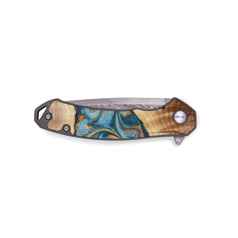 EDC Wood Pocket Knife - Tyrese (Teal & Gold, 829704)