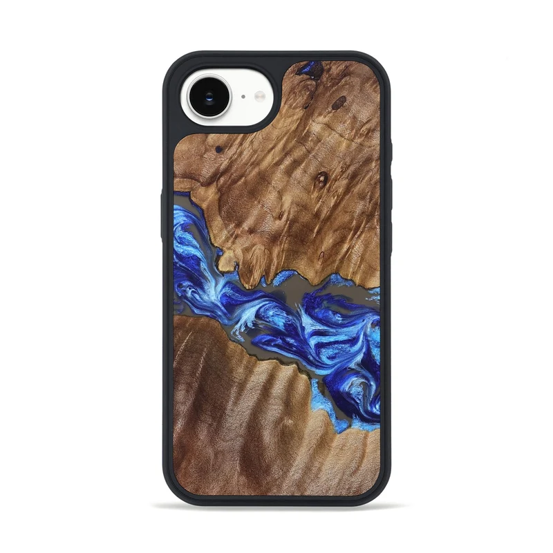 iPhone 16e Wood Phone Case - Tamiko (Blue, 829667)