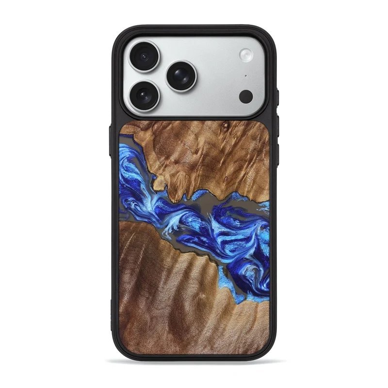iPhone 18 Pro Max Wood Phone Case - Tamiko (Blue, 829667)