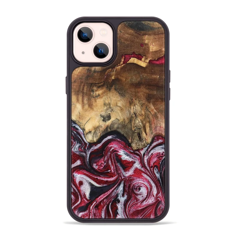 iPhone 14 Plus Wood Phone Case - Chaya (Red, 829722)