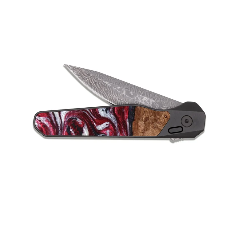EDC Dark Damascus Wood Pocket Knife - Camila (Red, 829715)