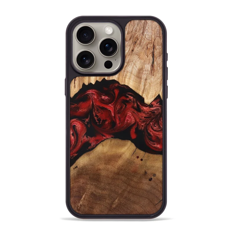iPhone 15 Pro Max Wood Phone Case - Marlon (Red, 829713)