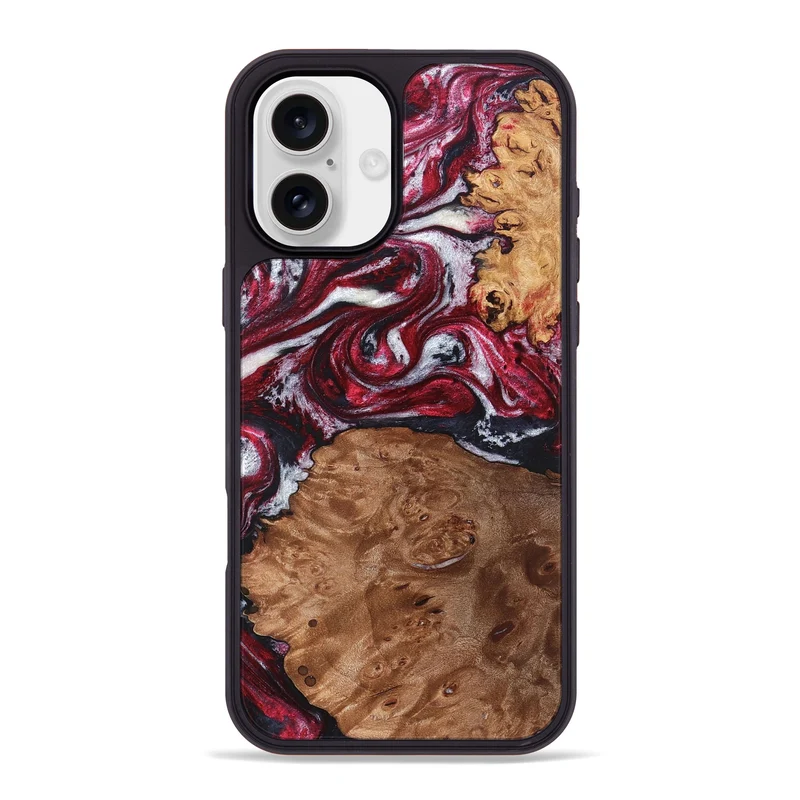 iPhone 16 Plus Wood Phone Case - Camila (Red, 829715)