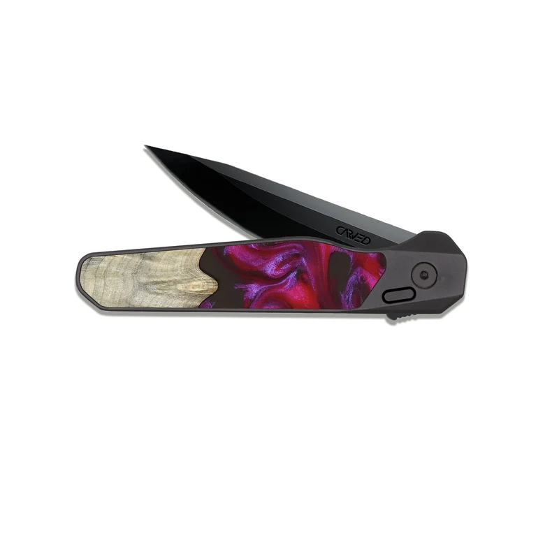 EDC Dark Slate Wood Pocket Knife - Jaylen (Red, 829716)