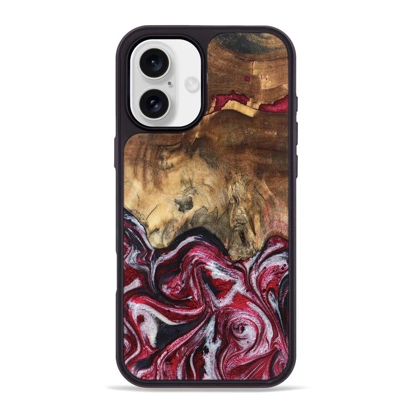 iPhone 16 Plus Wood Phone Case - Chaya (Red, 829722)