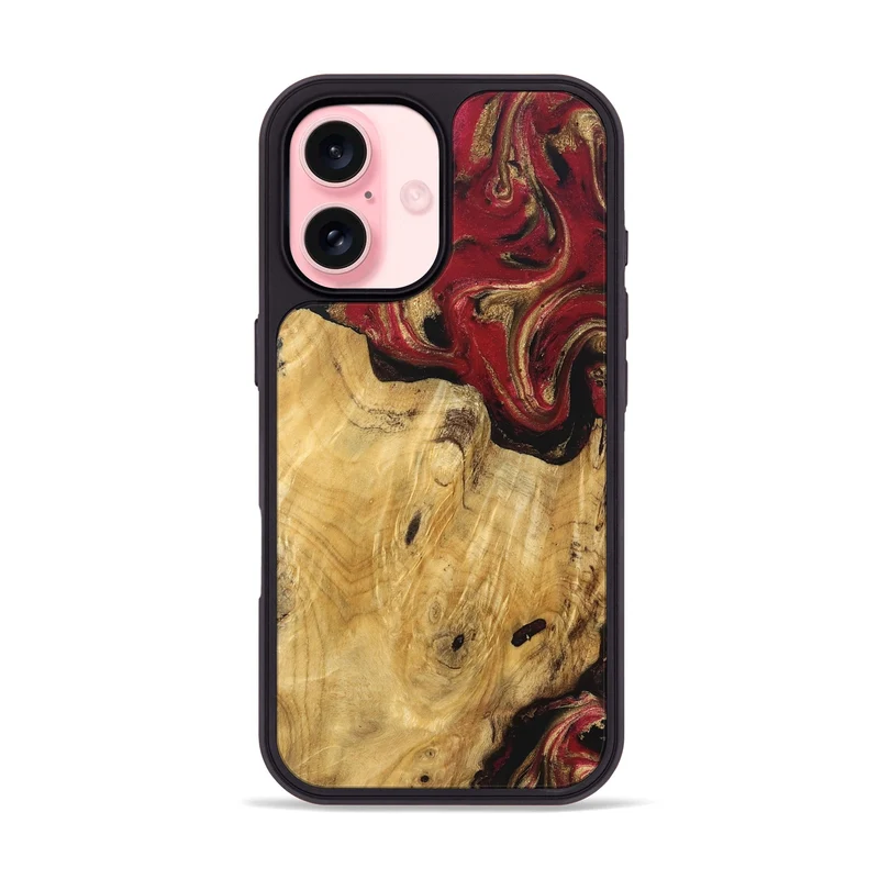 iPhone 16 Wood Phone Case - Mina (Red, 829714)