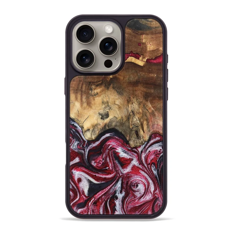 iPhone 16 Pro Max Wood Phone Case - Chaya (Red, 829722)