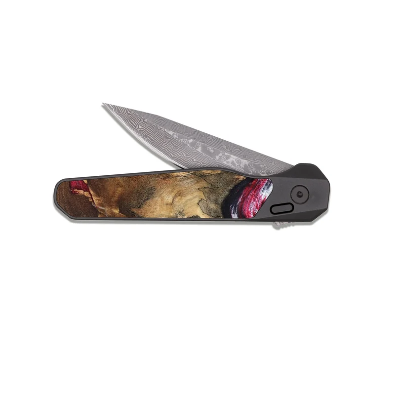 EDC Dark Damascus Wood Pocket Knife - Chaya (Red, 829722)