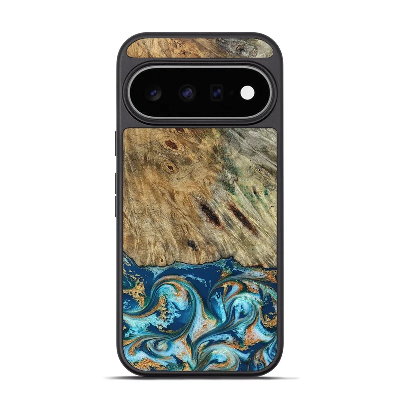 Pixel 11 Pro Wood Phone Case - Efrain (Teal & Gold, 829415)