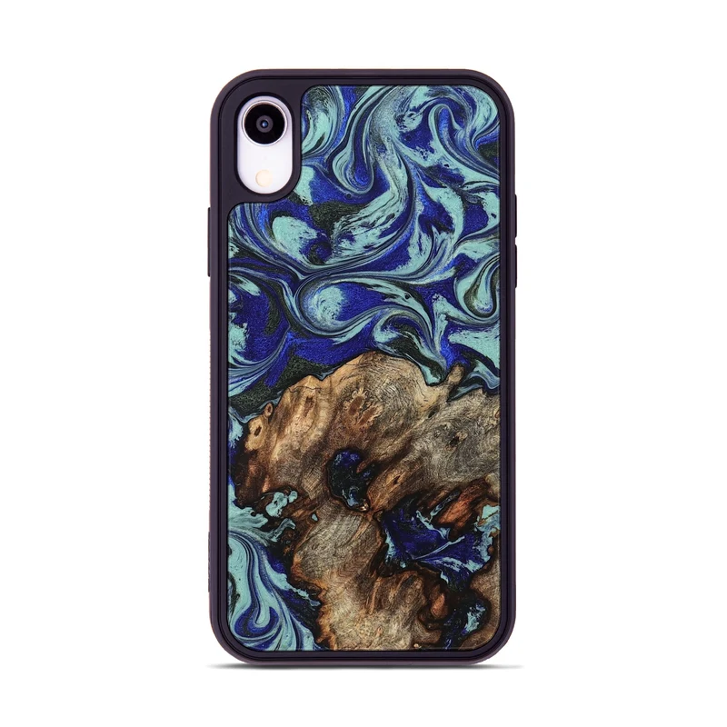 iPhone Xr Wood Phone Case - Jairo (Blue, 829422)