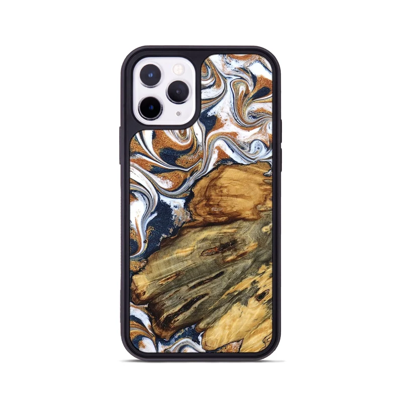 iPhone 11 Pro Wood Phone Case - Jessica (Teal & Gold, 829408)