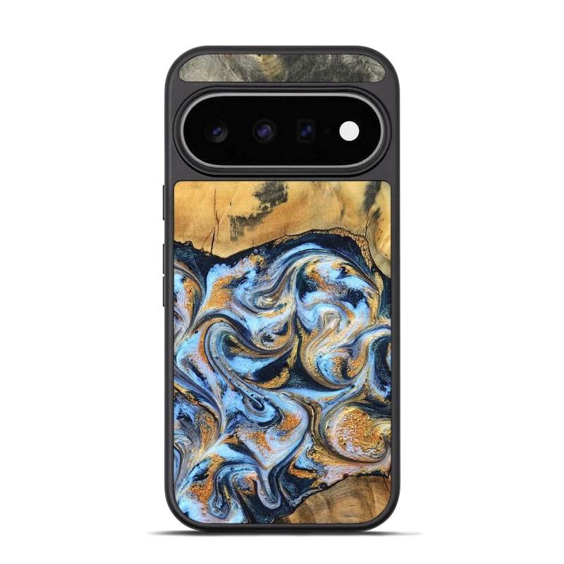 Pixel 11 Pro Wood Phone Case - Ellen (Teal & Gold, 829416)