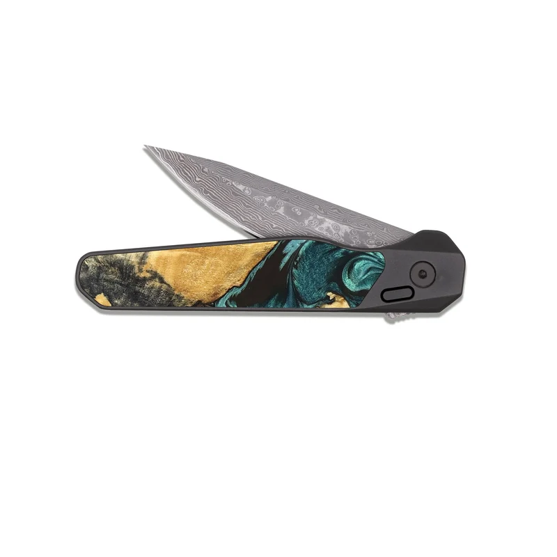 EDC Dark Damascus Wood Pocket Knife - Sol (Green, 829426)