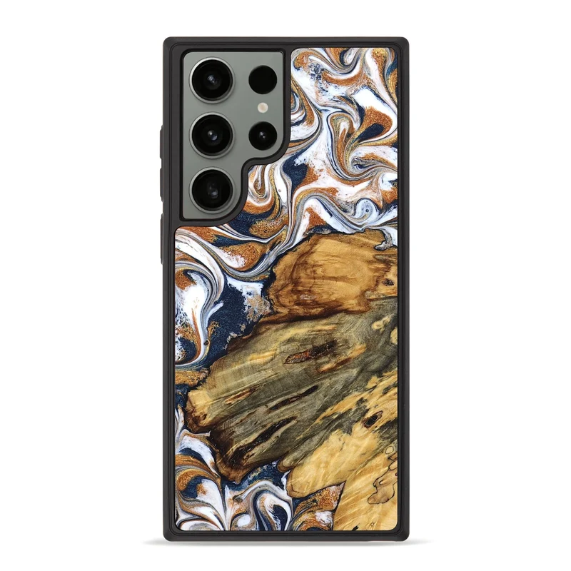 Galaxy S23 Ultra Wood Phone Case - Jessica (Teal & Gold, 829408)