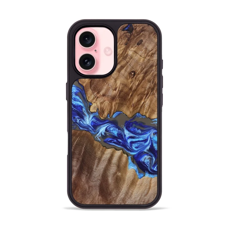 iPhone 16 Wood Phone Case - Tamiko (Blue, 829667)