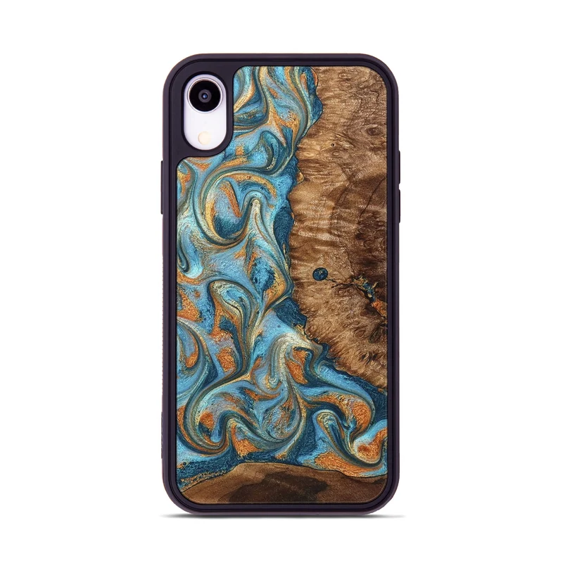 iPhone Xr Wood Phone Case - Colter (Teal & Gold, 829707)