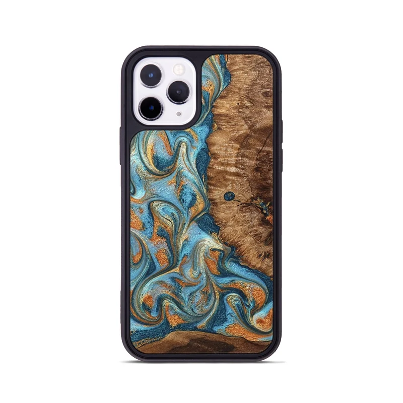 iPhone 11 Pro Wood Phone Case - Colter (Teal & Gold, 829707)
